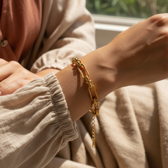 Wide Chain Cross Buckle Bracelet with Electroplating