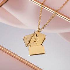 Creative Titanium Steel Envelope Necklace for Couples Gold without words