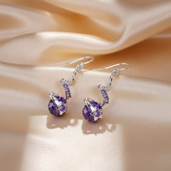Purple Zircon Spiral Ear Hook Earrings Purple