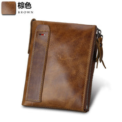RFID-Blocking Genuine Leather Wallet for Men Brown