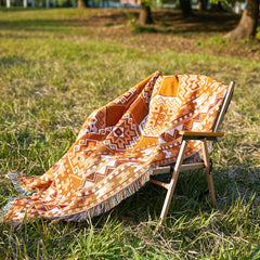 Bohemian Outdoor Blanket for Picnic and Camping Jiugongge (Light Brown) 130x160