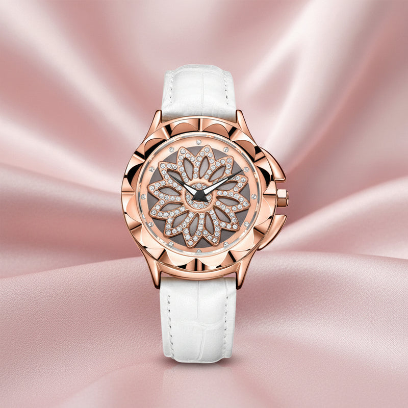 MEGIR Women's Fashion Quartz Watch with Crystal Dial White