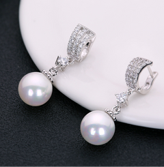 Silver Needle Earrings, Sweet Pearl Earrings