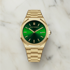 Steel Time Business Watch Gold chain with green face