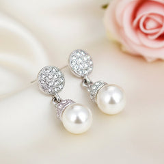 Contemporary Pearl Earrings with Silver Accents