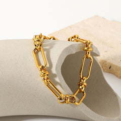 Wide Chain Cross Buckle Bracelet with Electroplating