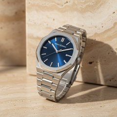 Steel Time Business Watch Silver chain with blue face