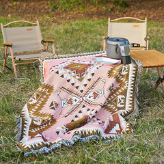 Bohemian Outdoor Blanket for Picnic and Camping Indian Powder 130x160