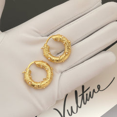 18K Gold Electroplated Circle Pearl Stud Earrings