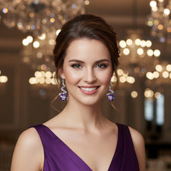 Purple Zircon Spiral Ear Hook Earrings