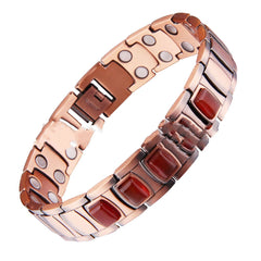 Retro Red Copper Magnet Energy Bracelet Red Agate PT999