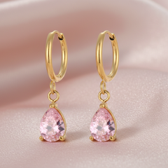 18K Gold-Plated Crystal Hoop Earrings - Capri Collection