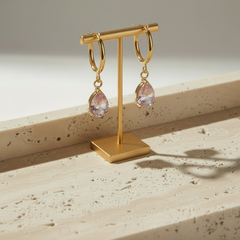 18K Gold-Plated Crystal Hoop Earrings - Capri Collection
