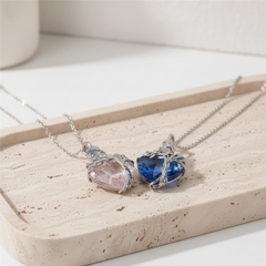 Tree of Life Heart Urn Necklace with Gemstone Pendant