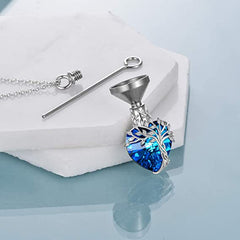 Tree of Life Heart Urn Necklace with Gemstone Pendant