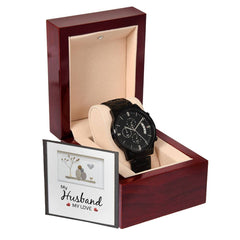 My Husband My Love - Black Chronograph Watch - August Bloom