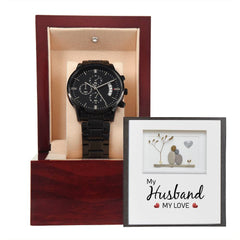 My Husband My Love - Black Chronograph Watch - August Bloom
