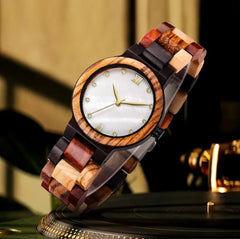 Simple Pearl Shell Color Wood Ladies Watch - August Bloom