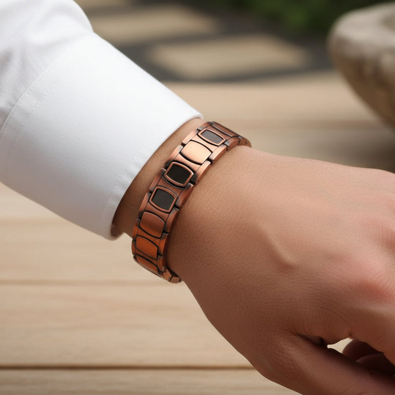 Retro Red Copper Magnet Energy Bracelet Bronze PT999