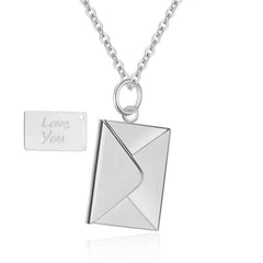 Creative Titanium Steel Envelope Necklace for Couples Steel color Loveyou