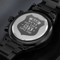 Engraved Watch We've Got Your Six (Charcoal Black) – Men's Watch - August Bloom