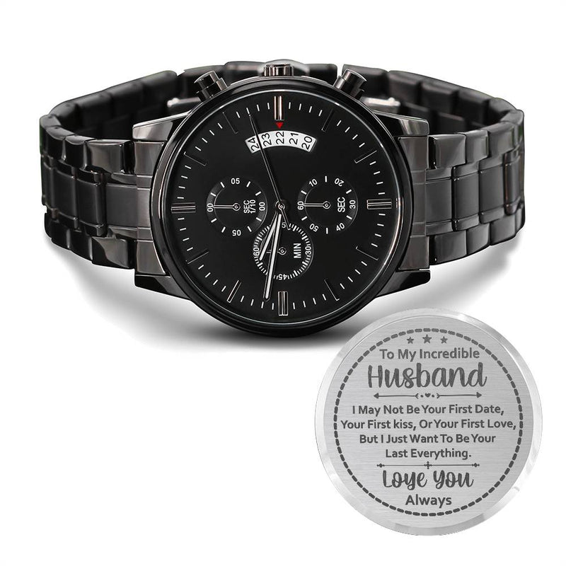 To My Husband Your Last Everything (Charcoal Black) – Men's Watch - August Bloom
