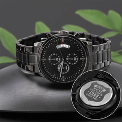 Engraved Watch We've Got Your Six (Charcoal Black) – Men's Watch - August Bloom