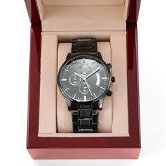 Engraved Watch We've Got Your Six (Charcoal Black) – Men's Watch - August Bloom