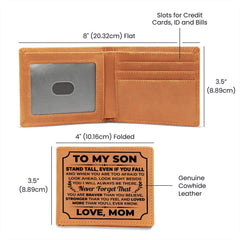 To My Son - Stand Tall –  Cowhide Leather Wallet - August Bloom