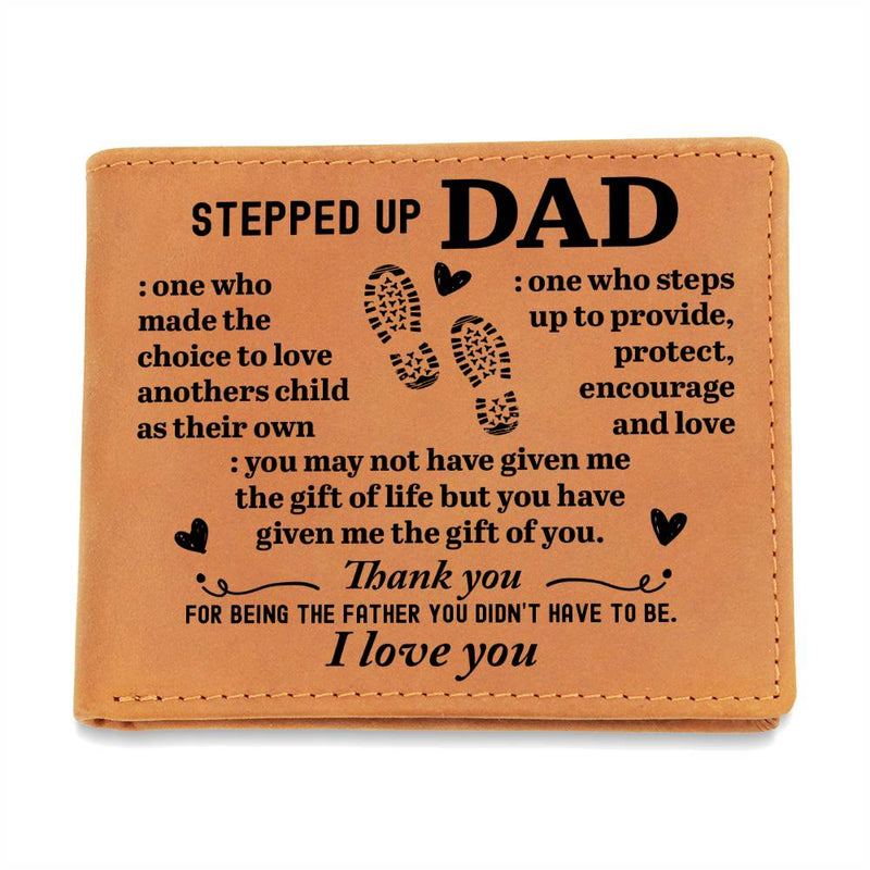 To My Stepdad Choice to Love – Brown Cowhide Leather Wallet - August Bloom