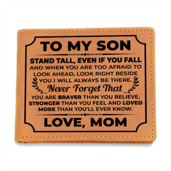 To My Son - Stand Tall –  Cowhide Leather Wallet - August Bloom