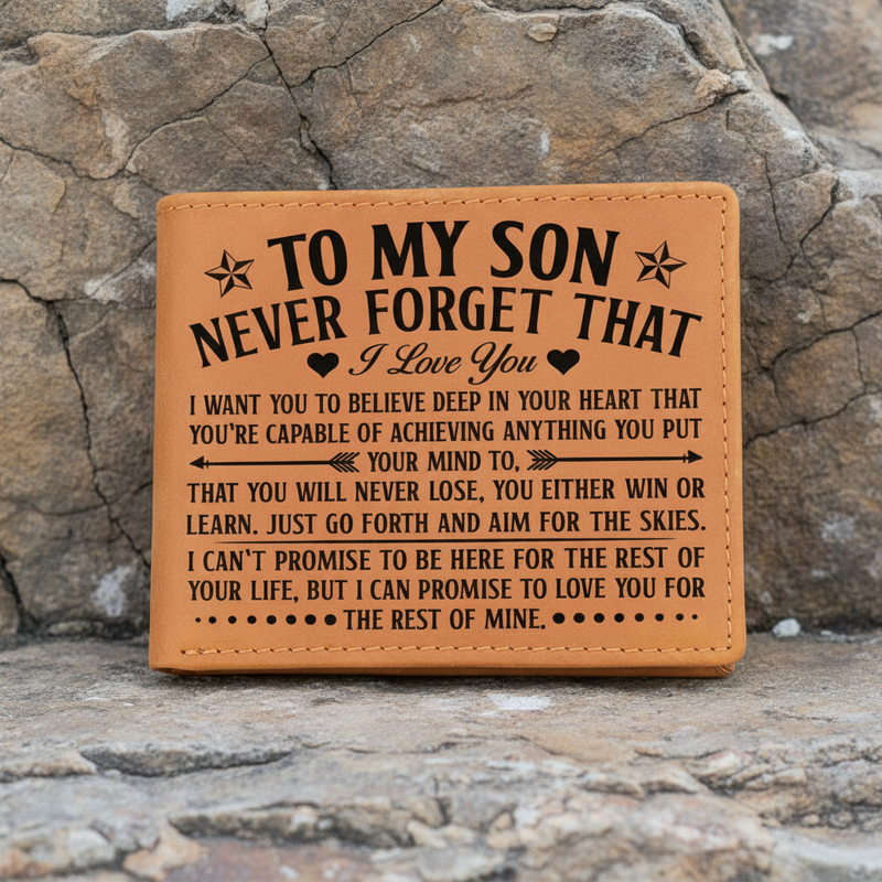 To My Son Skies – Brown Cowhide Leather Wallet