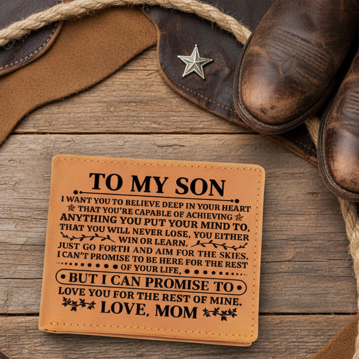To My Son Promise – Brown Cowhide Leather Wallet