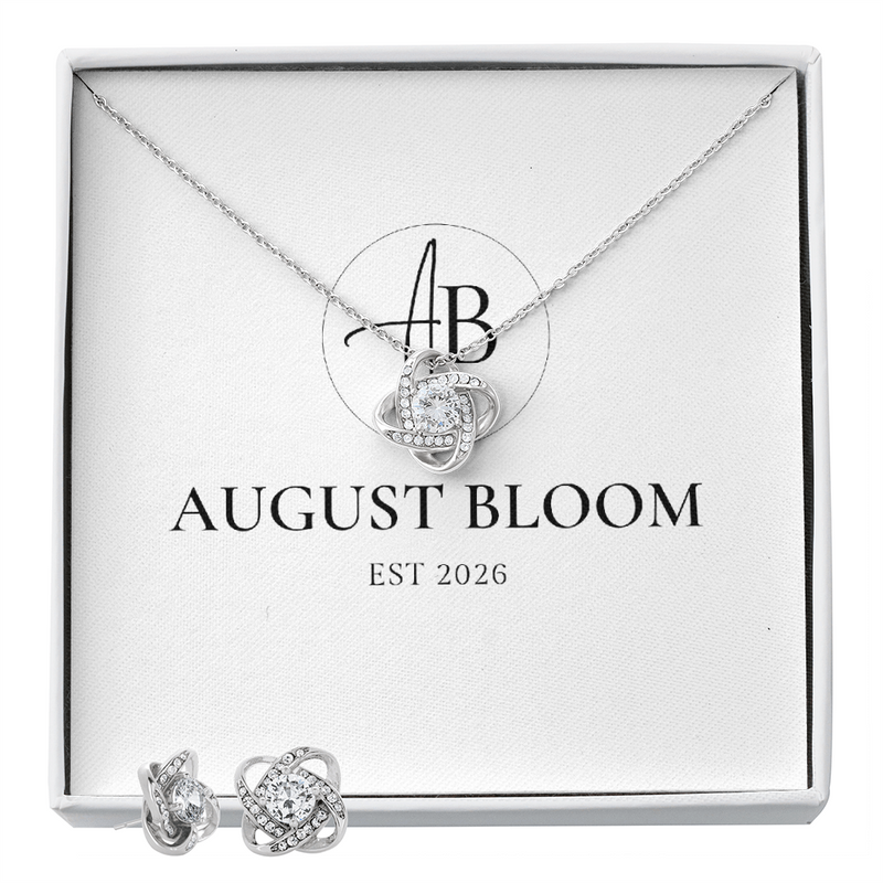 Love Knot Earring & Necklace Set Two Tone Box