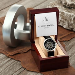 Men's Genuine Leather Openwork Watch