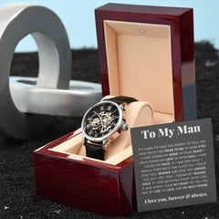 To My Man Life, Love, Best Friend – Luxury Openwork Watch - August Bloom