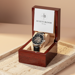 Men's Genuine Leather Openwork Watch