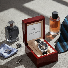 Men's Genuine Leather Openwork Watch