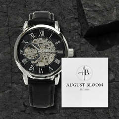 Men's Genuine Leather Openwork Watch