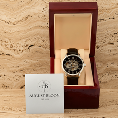 Men's Genuine Leather Openwork Watch