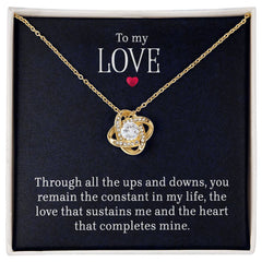 To My Love - LoveKnot Necklace 18K Yellow Gold Finish Standard Box