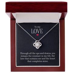 To My Love - LoveKnot Necklace 14K White Gold Finish Luxury Box