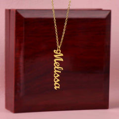 Classic Vertical Name Necklace - August Bloom