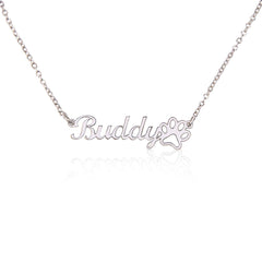Classic Paw Print Name Necklace - August Bloom