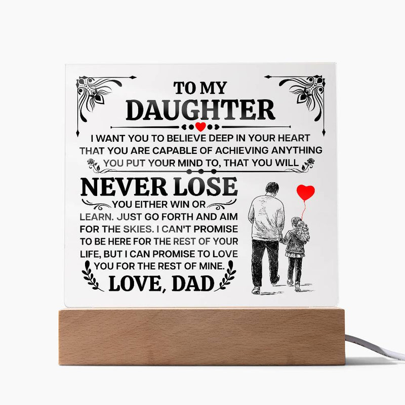 To My Daughter Promise – Acrylic Square - August Bloom