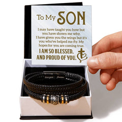 To My Son - Mens Leather Bracelet - August Bloom
