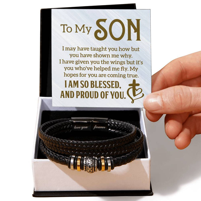 To My Son - Mens Leather Bracelet - August Bloom