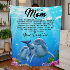 To Mom I Know It's Not Easy – Jersey Fleece Blanket - August Bloom