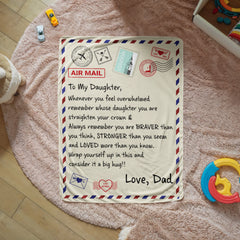 To My Daughter Braver (From Dad) – Sherpa Fleece Blanket - August Bloom