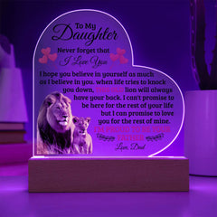 To My Daughter Old Lion – Acrylic Heart Plaque